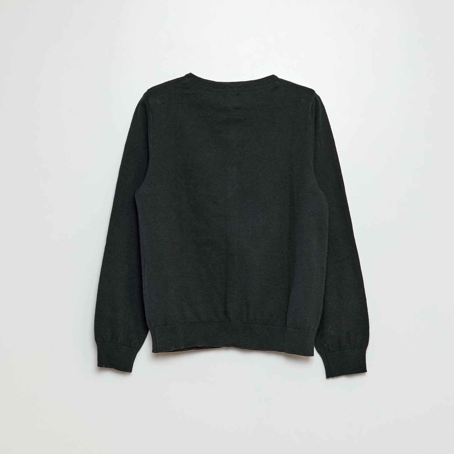 Plain knit cardigan BLACK