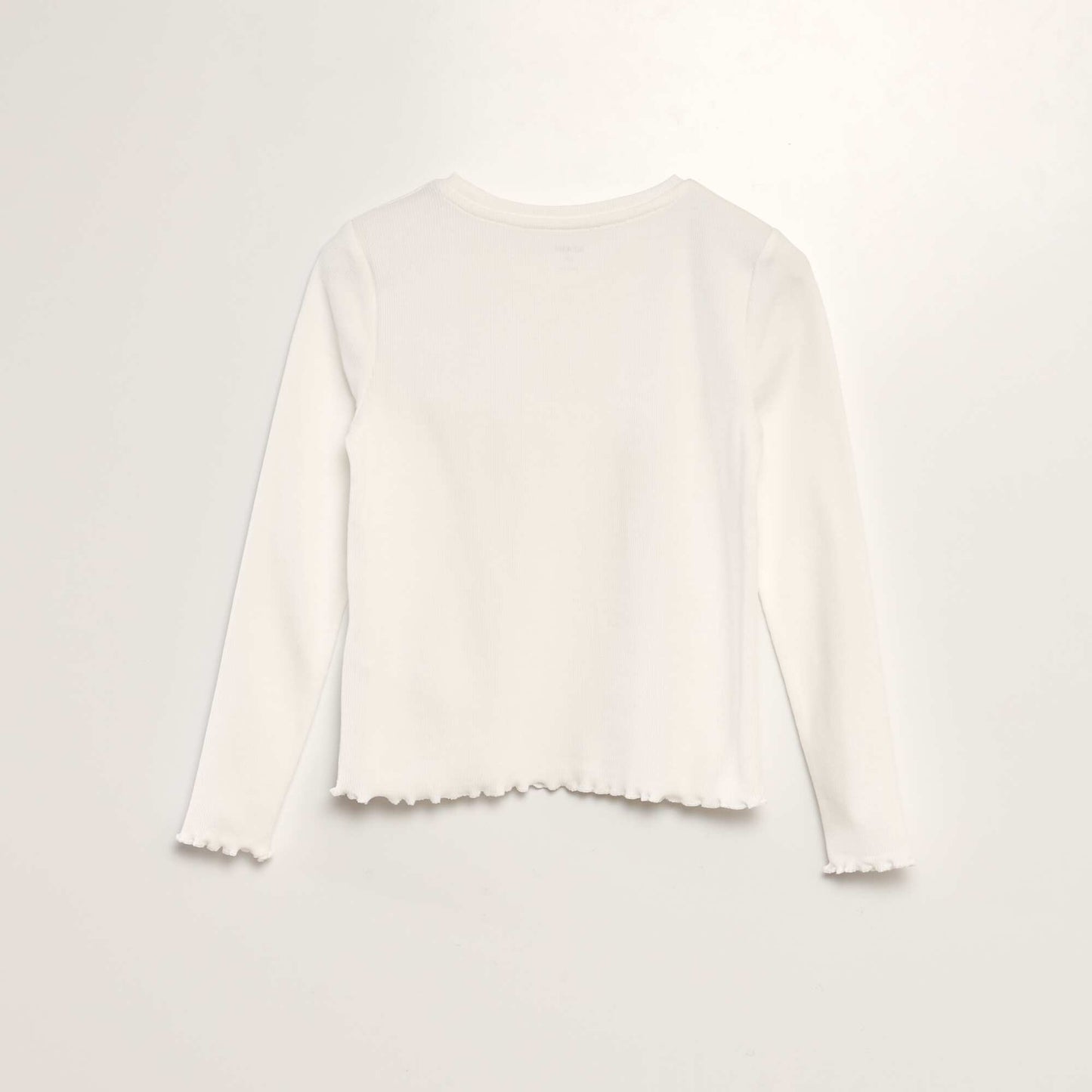 Ribbed T-shirt with ruffled trim WHITE