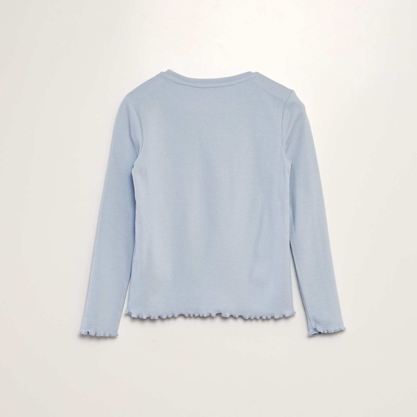 Ribbed T-shirt with ruffled trim BLUE