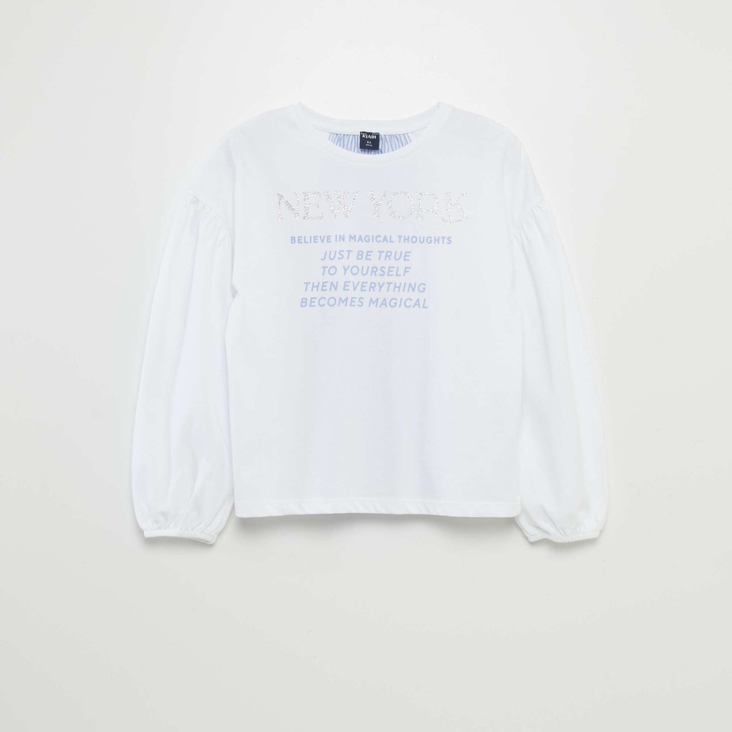 'New York' T-shirt with poplin inset WHITE