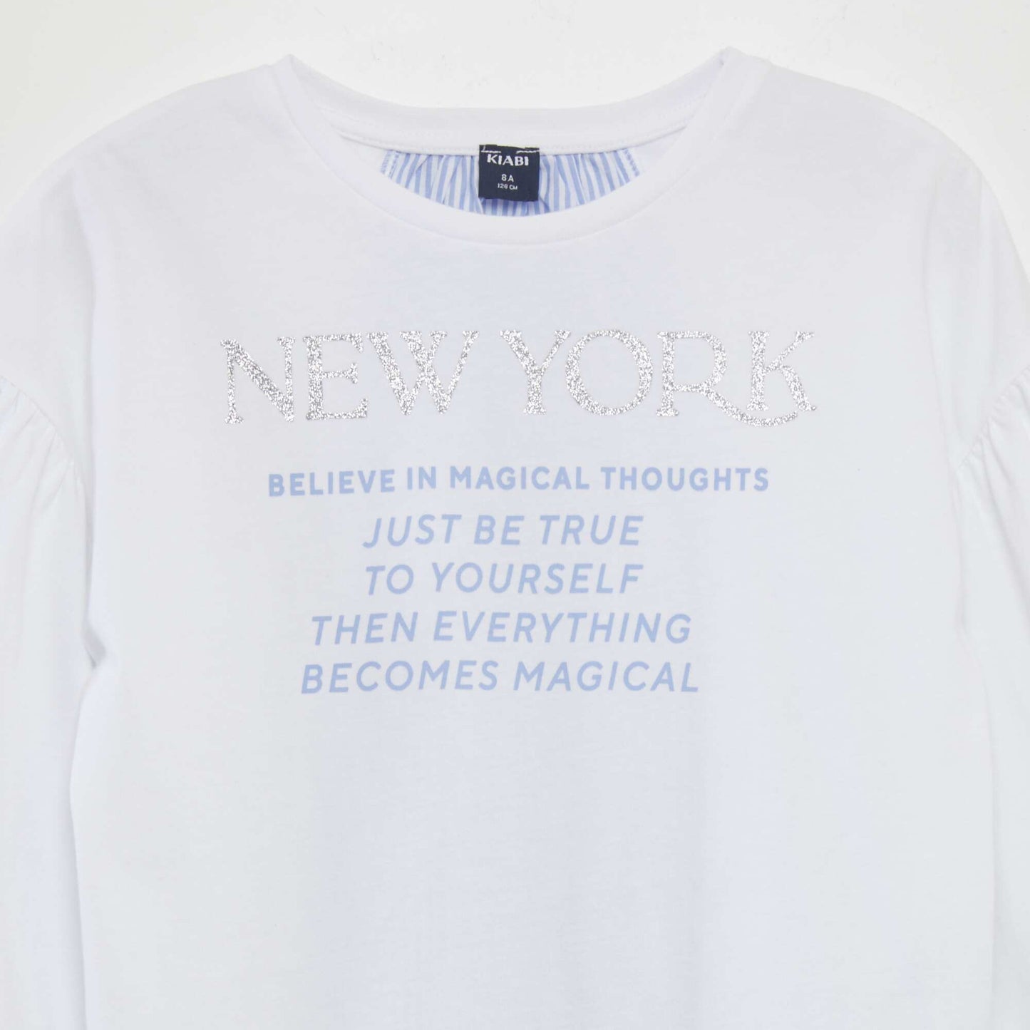 'New York' T-shirt with poplin inset WHITE