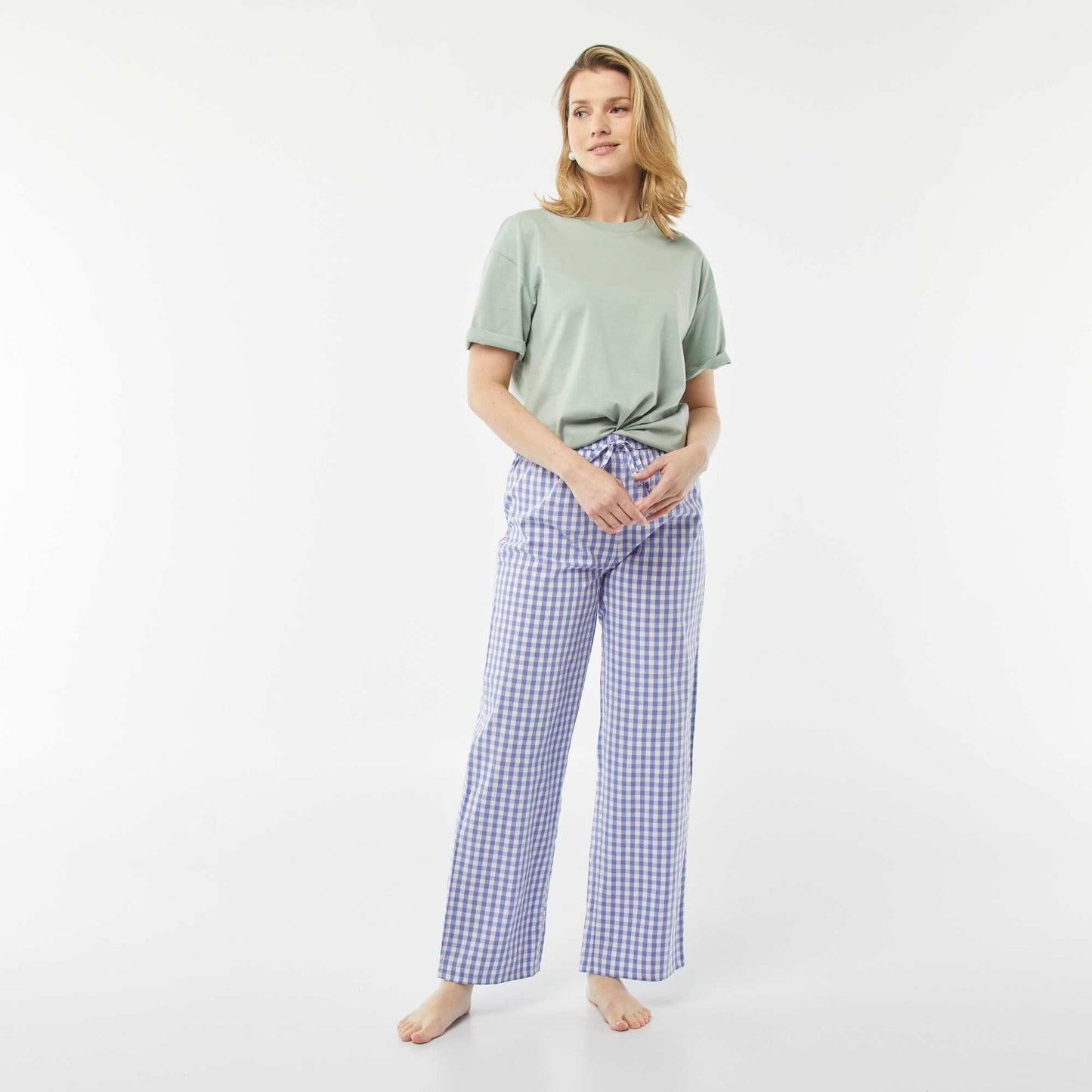 Wide-leg pyjama bottoms BLUE