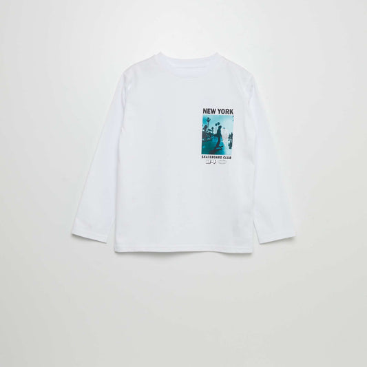 Printed cotton T-shirt white