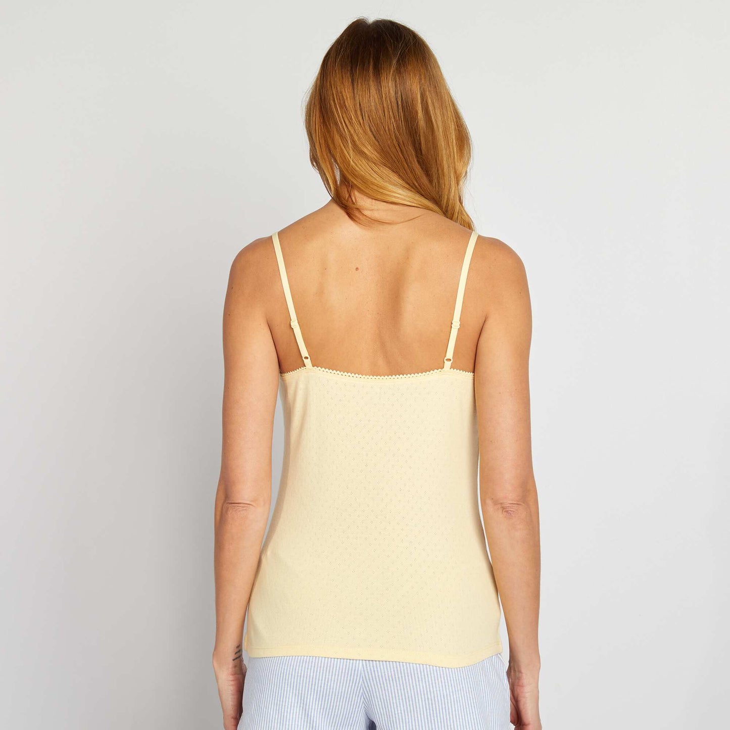 Pointelle knit vest top YELLOW