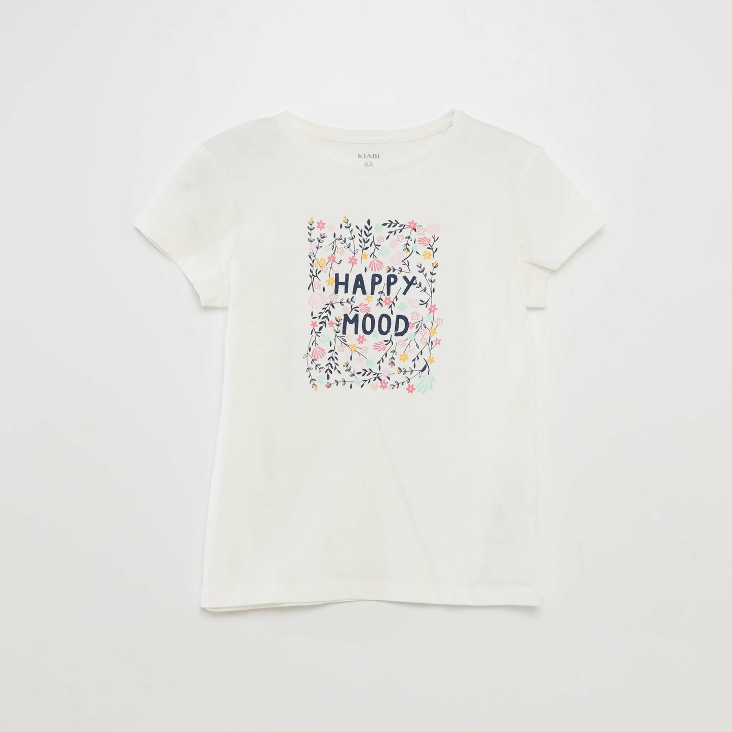 Printed basic T-shirt BEIGE