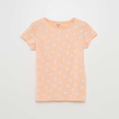 Printed basic T-shirt ORANGE
