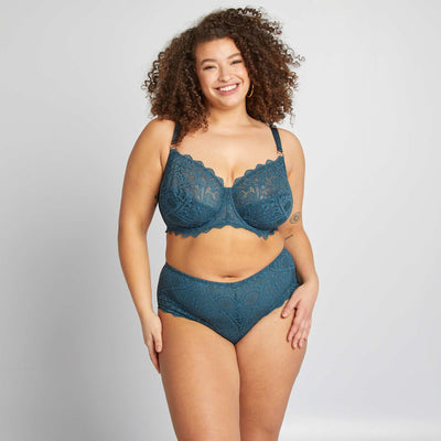 سراويل داخلية من الألياف الدقيقة والدانتيل أزرق