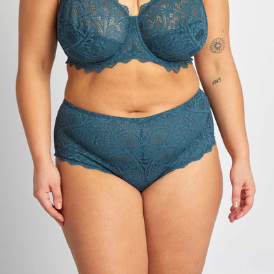 سراويل داخلية من الألياف الدقيقة والدانتيل أزرق