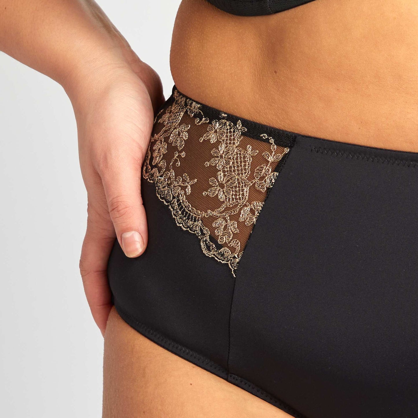 Microfibre briefs with embroidery BLACK