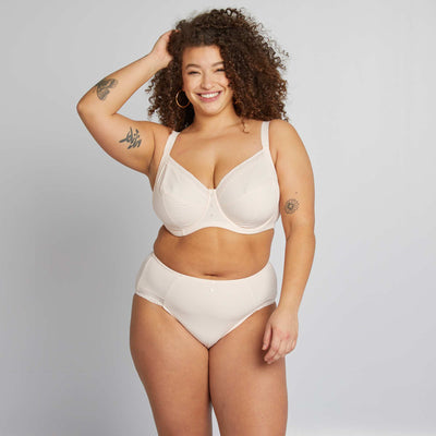 حمالة صدر مضلعة من الألياف الدقيقة المضلعة ذات الكوب الواحد باللون الوردي