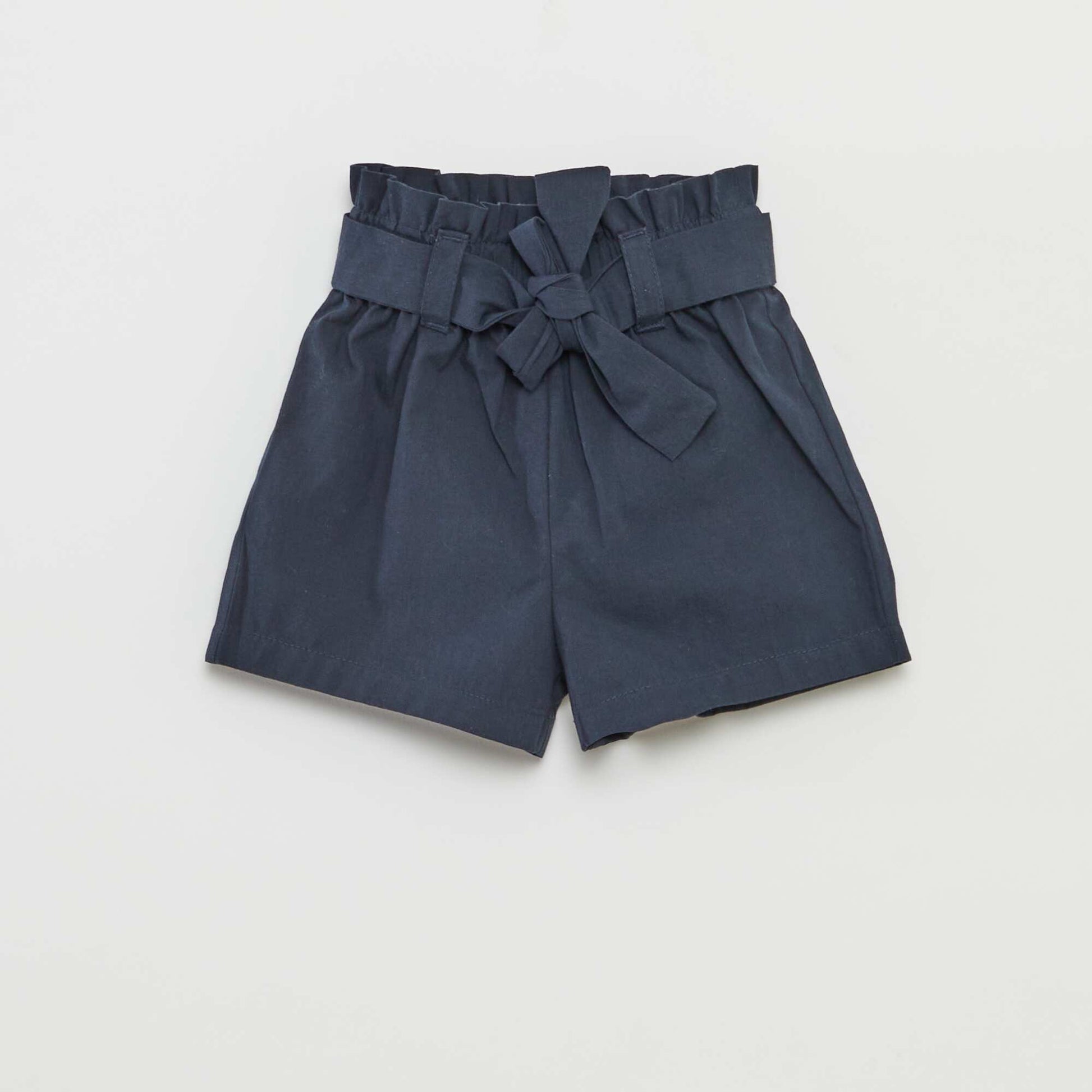 Belted poplin shorts BLUE