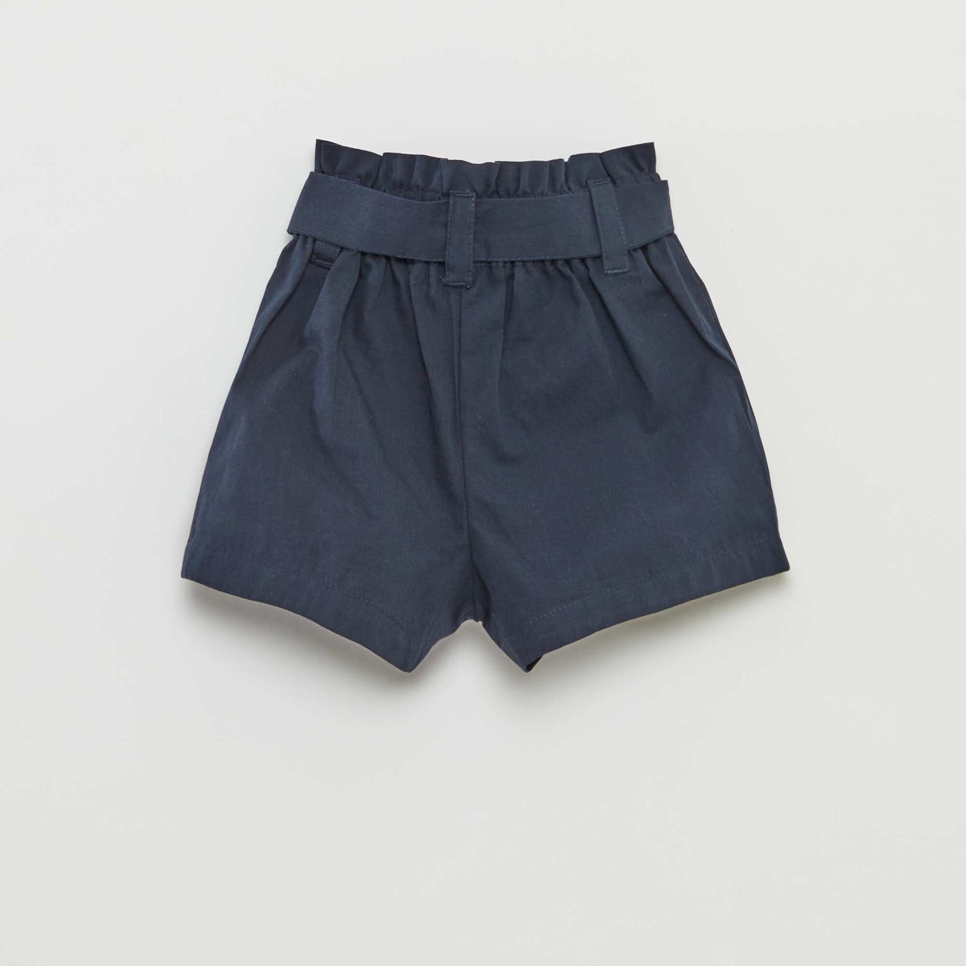 Belted poplin shorts BLUE