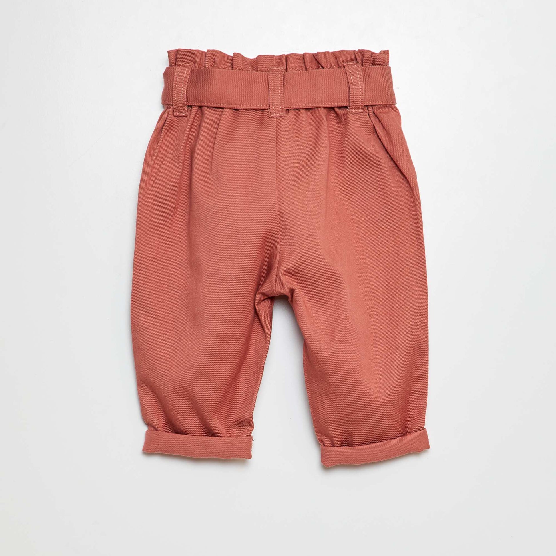 Paper bag trousers with adjustable waist PINK