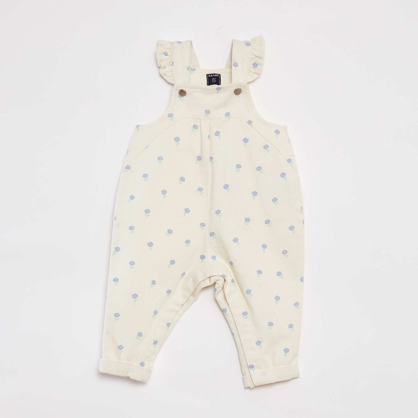 Printed denim dungarees WHITE