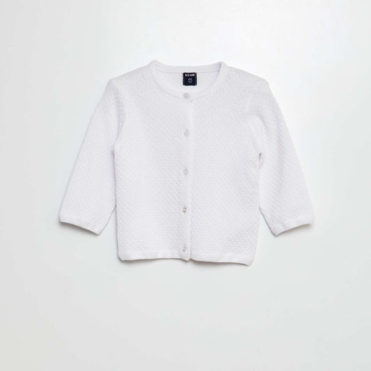 Garter stitch knitted cardigan WHITE