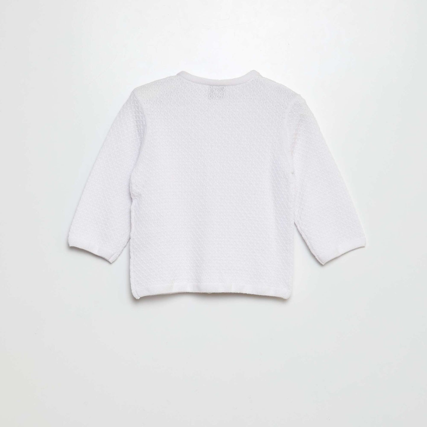 Garter stitch knitted cardigan WHITE