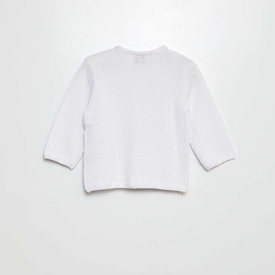 سترة صوفية محبوكة بغرزة الرباط محبوكة باللون الأبيض