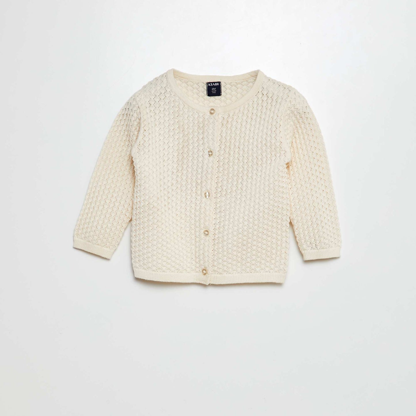 Stylish openwork knit cardigan WHITE