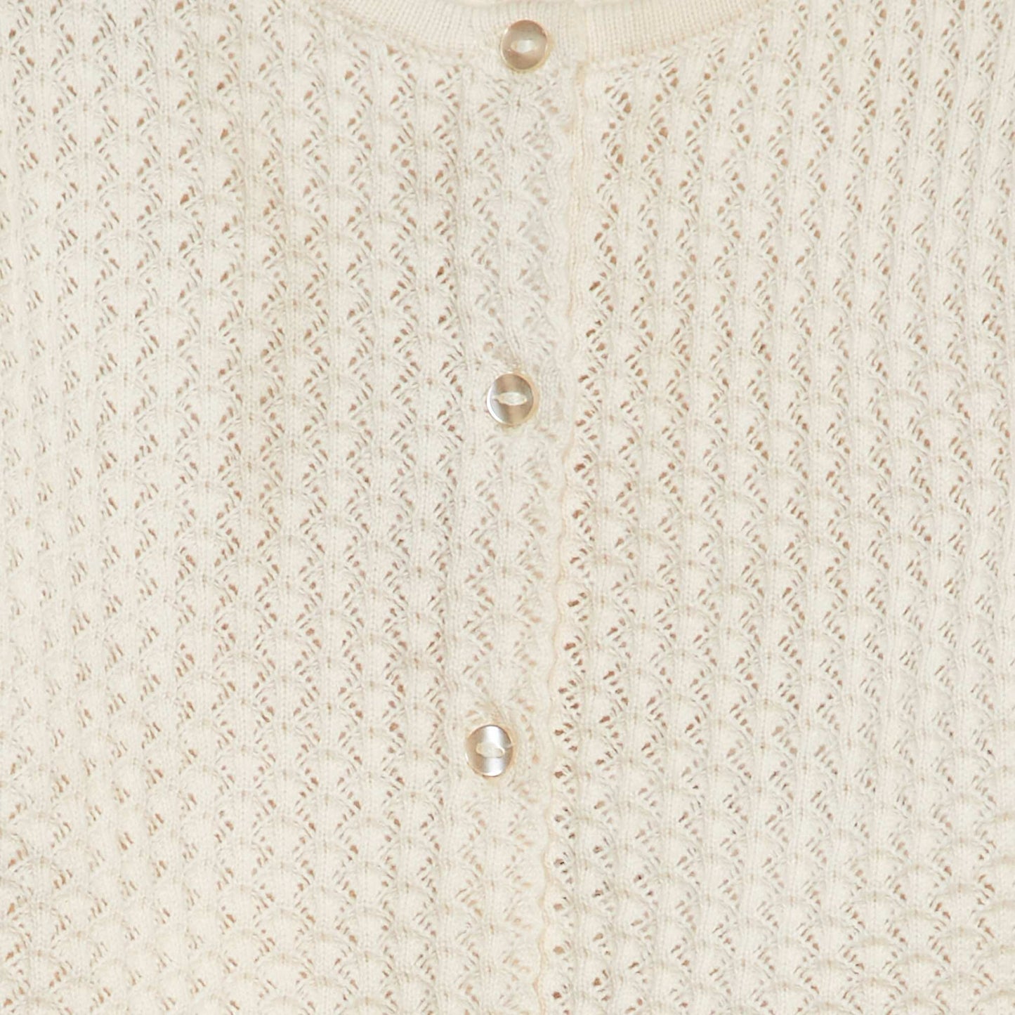 Stylish openwork knit cardigan WHITE