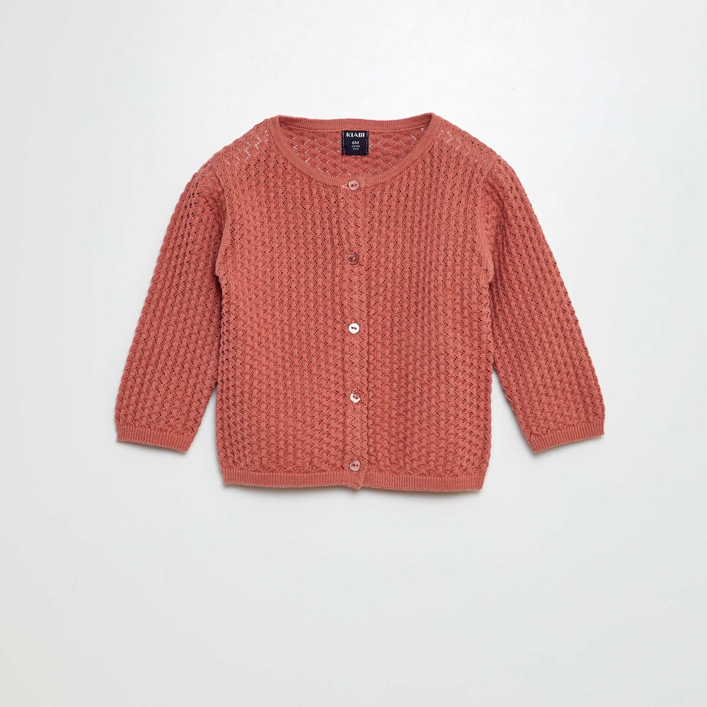 Stylish openwork knit cardigan PINK