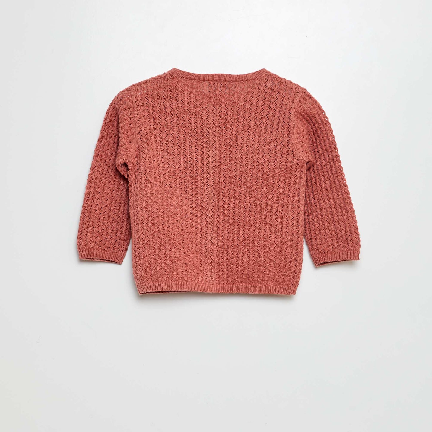 Stylish openwork knit cardigan PINK