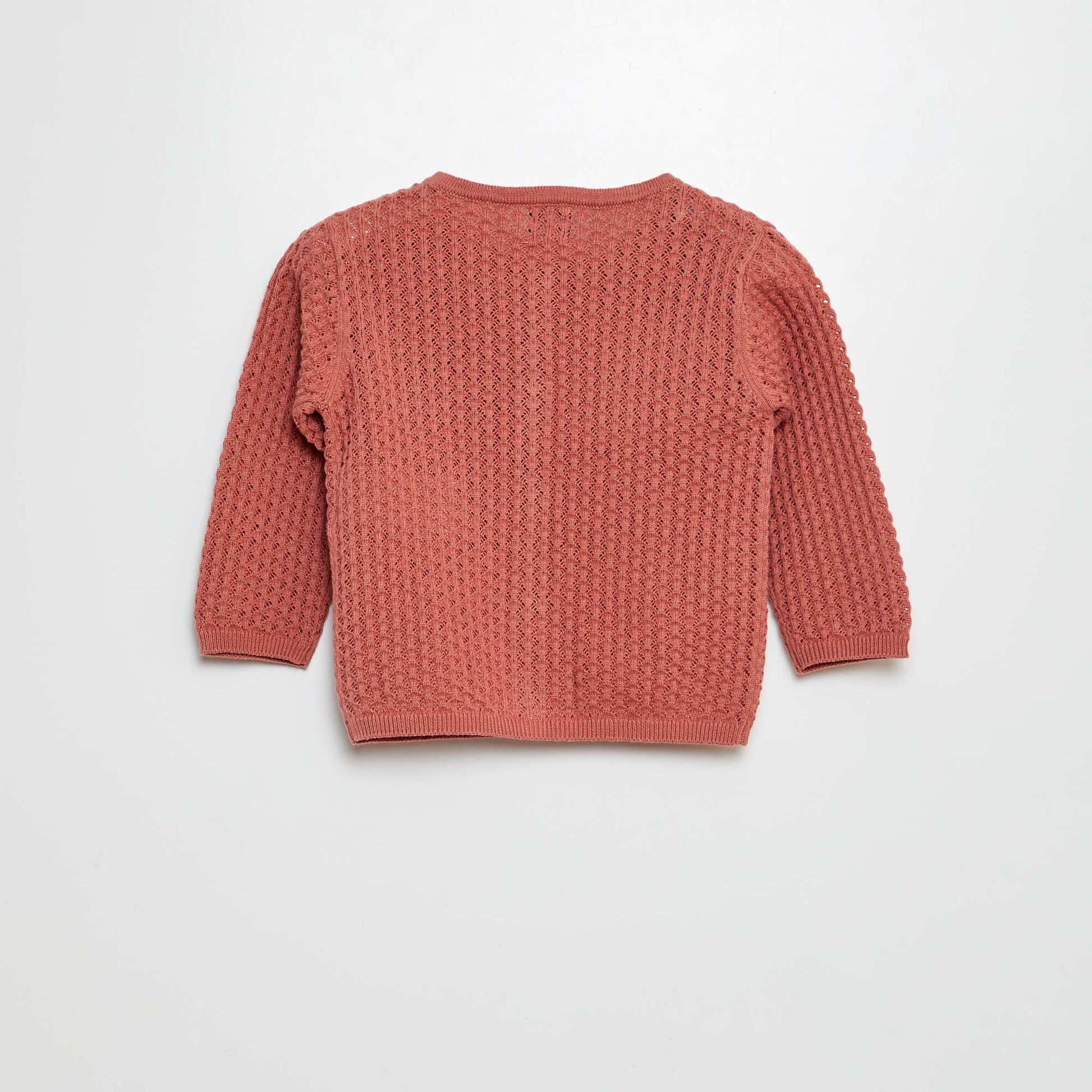 Stylish openwork knit cardigan PINK