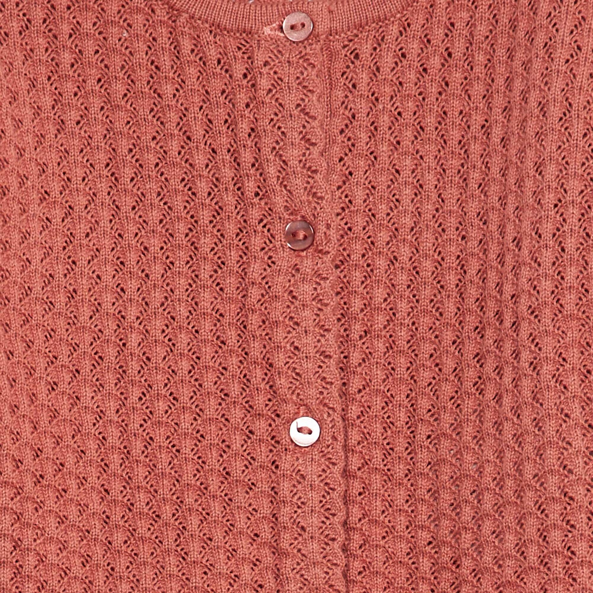 Stylish openwork knit cardigan PINK