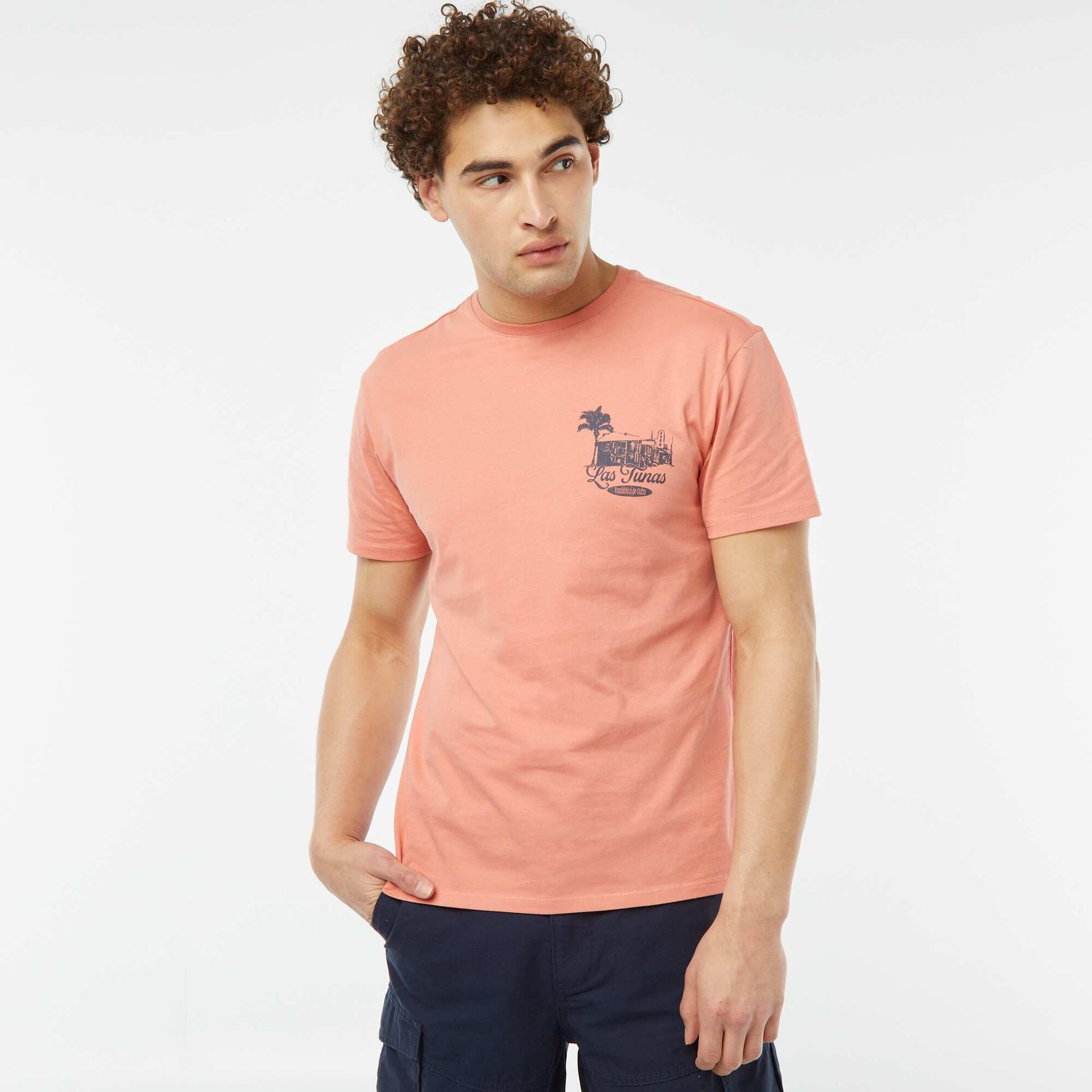 Short-sleeved printed T-shirt ORANGE