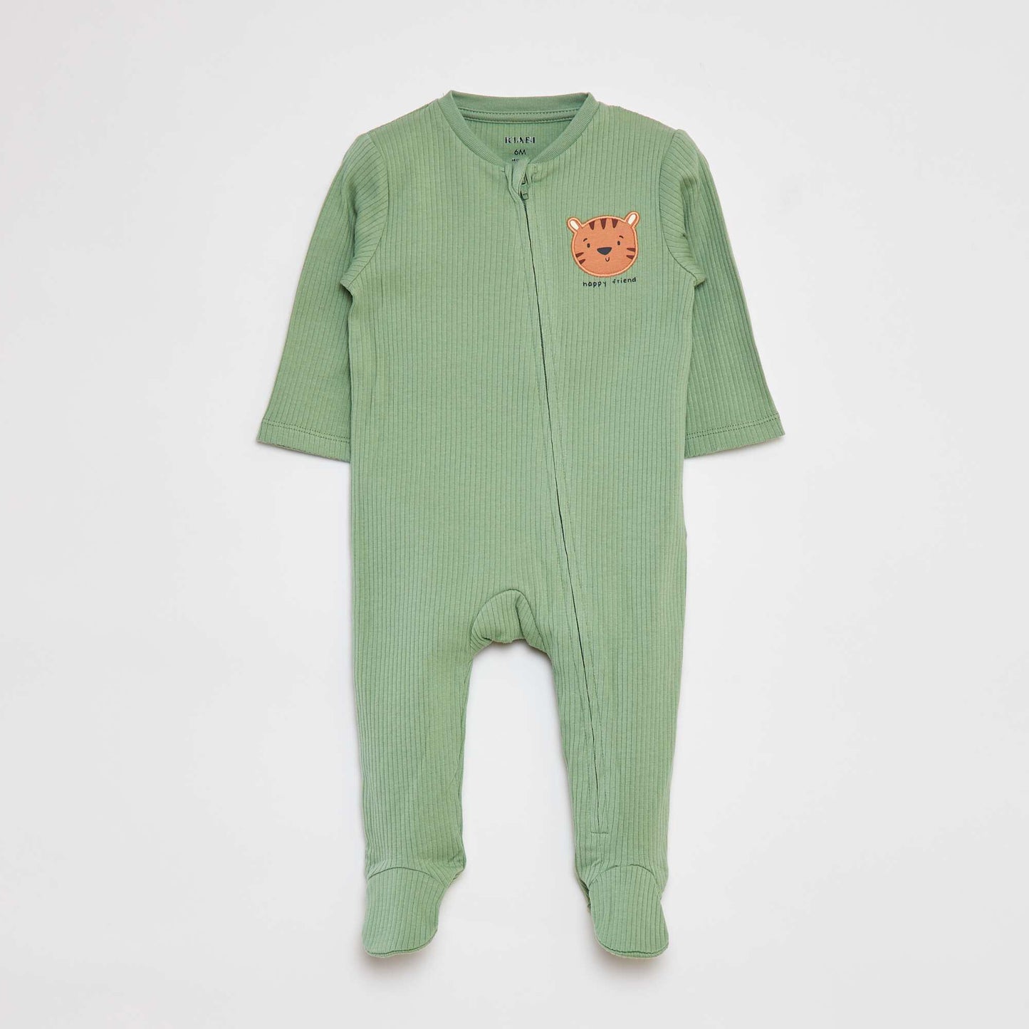 Lightweight ribbed sleepsuit GREEN