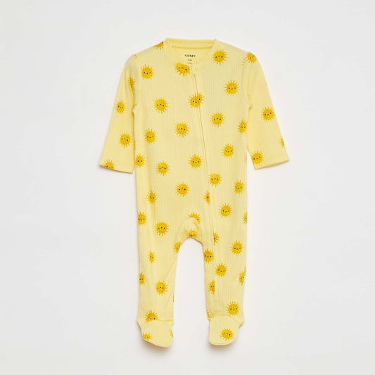 Lightweight ribbed sleepsuit YELLOW