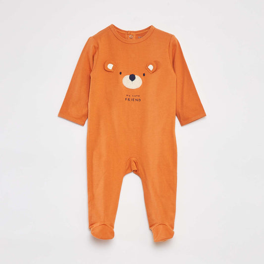 Patterned sleepsuit with feet ORANGE