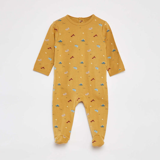 Patterned sleepsuit with feet BROWN