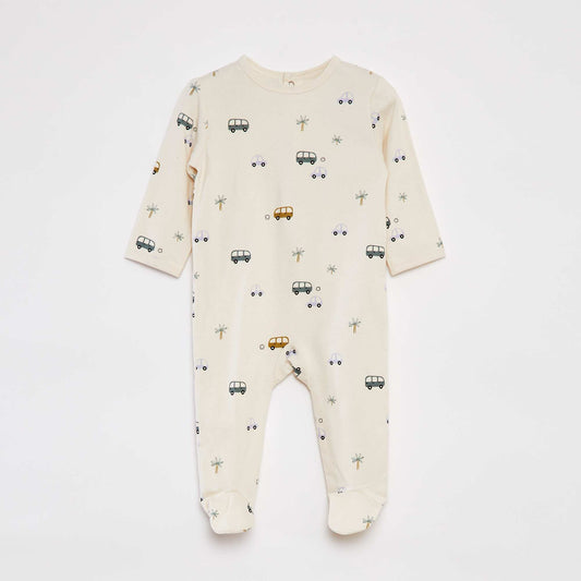 Patterned sleepsuit with feet WHITE