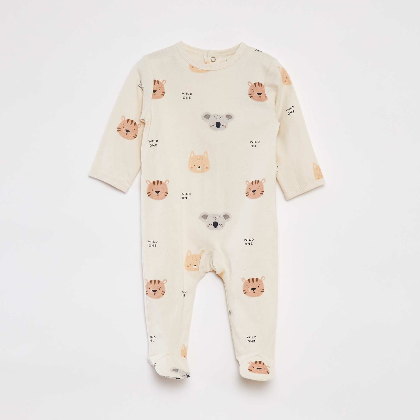 Patterned sleepsuit with feet WHITE