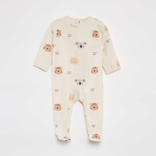 Patterned sleepsuit with feet WHITE