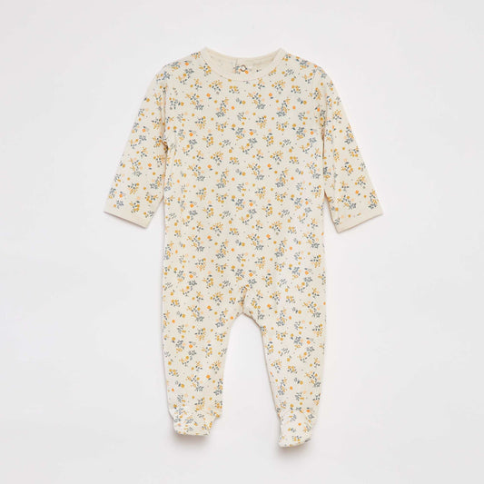 Patterned sleepsuit with feet WHITE