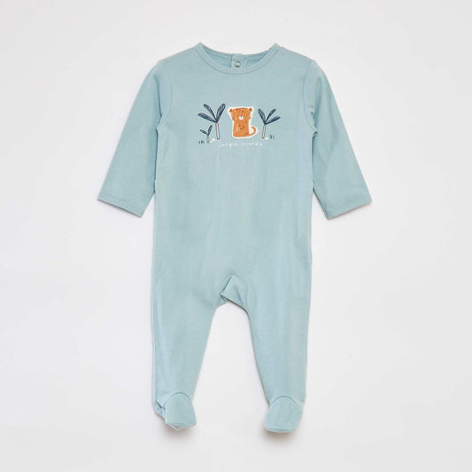 Patterned sleepsuit with feet BLUE