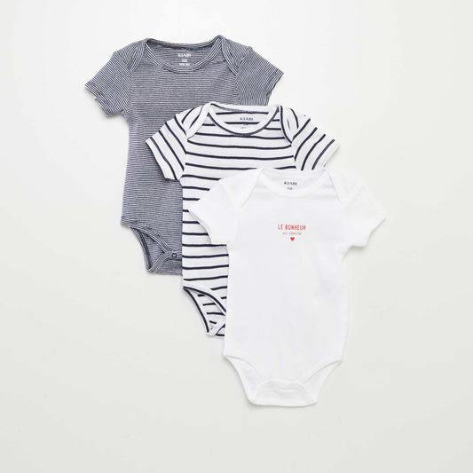 Printed cotton bodysuits - Pack of 3 WHITE