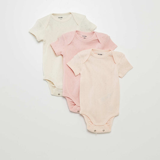 Plain knit bodysuits - Pack of 3 PINK