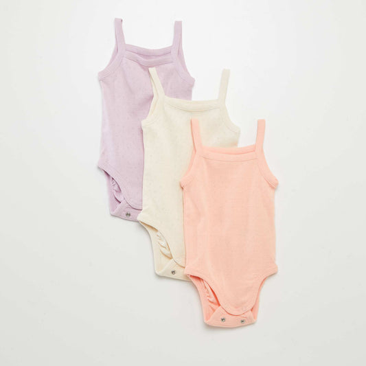 Strappy bodysuits - Pack of 3 PURPLE