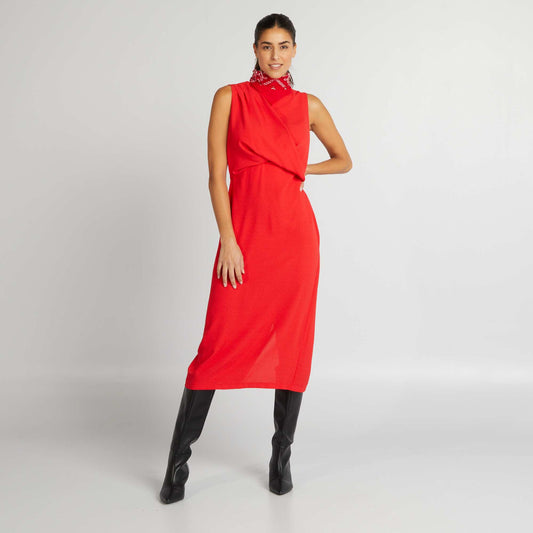 Sleeveless midi dress RED