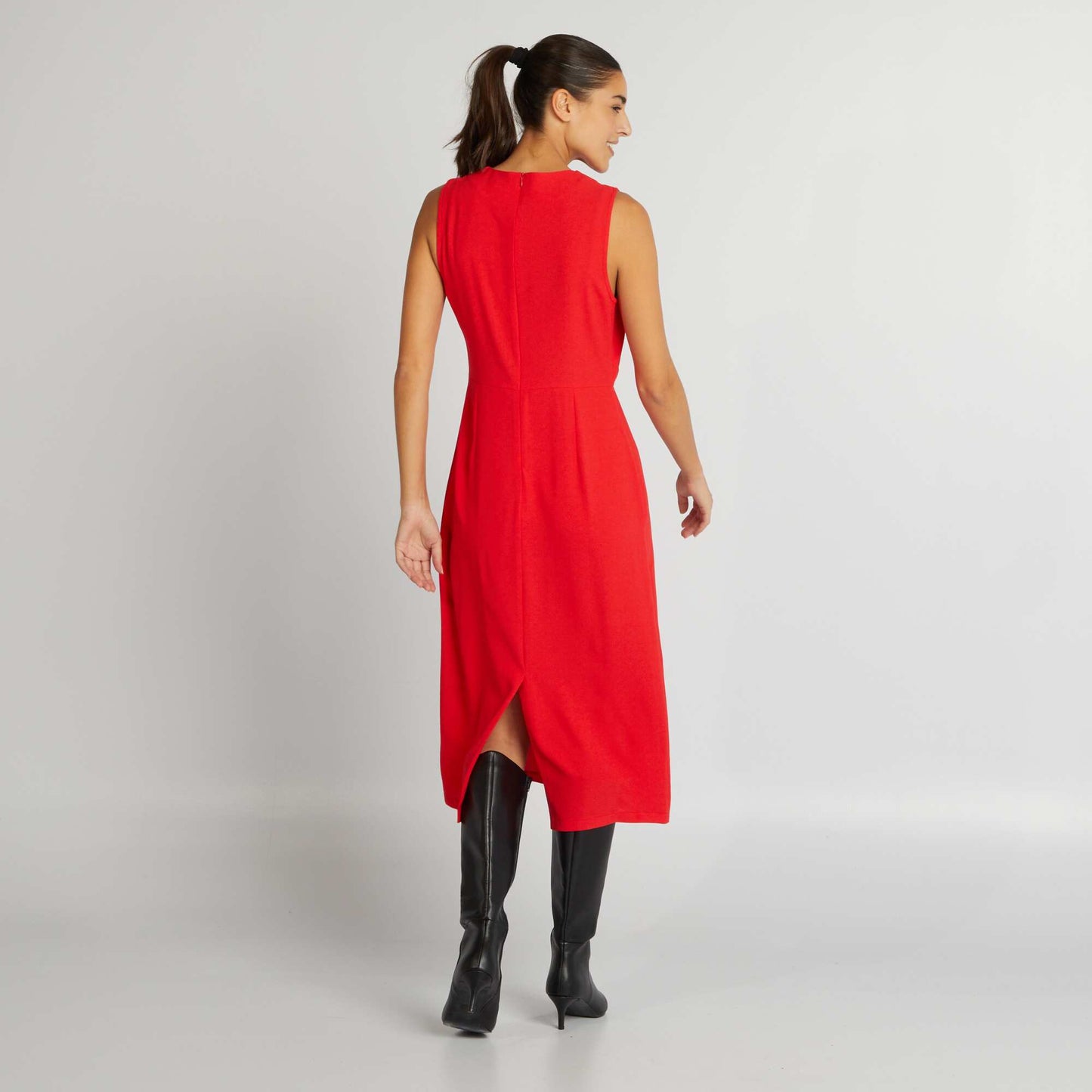 Sleeveless midi dress RED