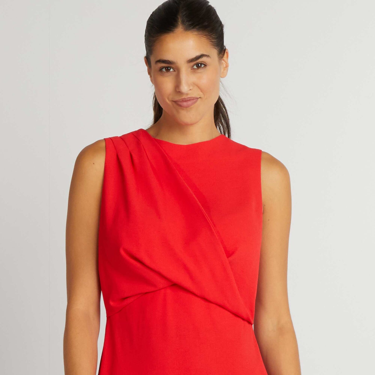 Sleeveless midi dress RED