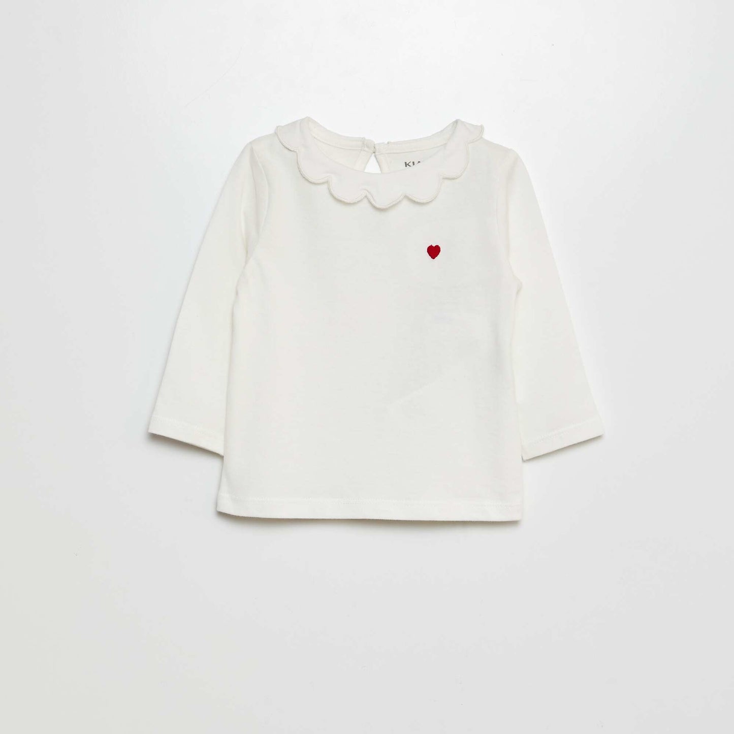 T-shirt with small ruffled collar WHITE