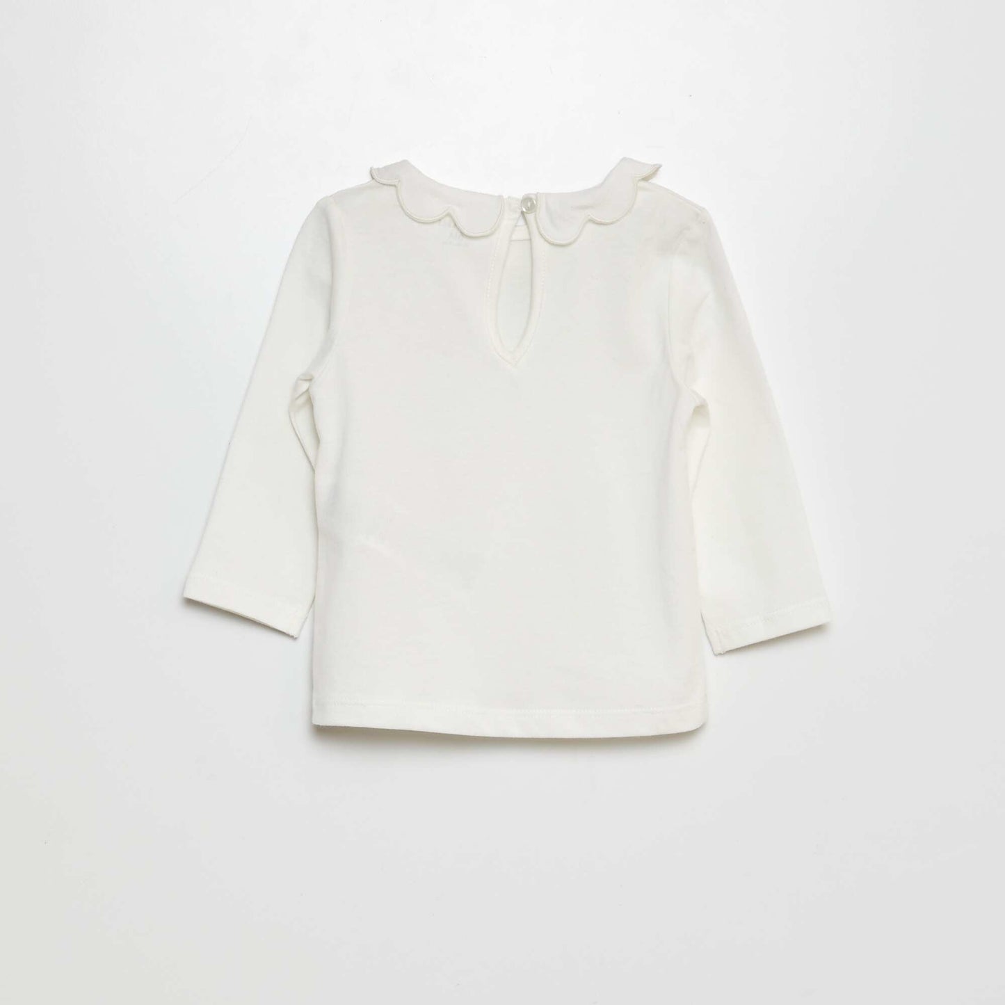 T-shirt with small ruffled collar WHITE