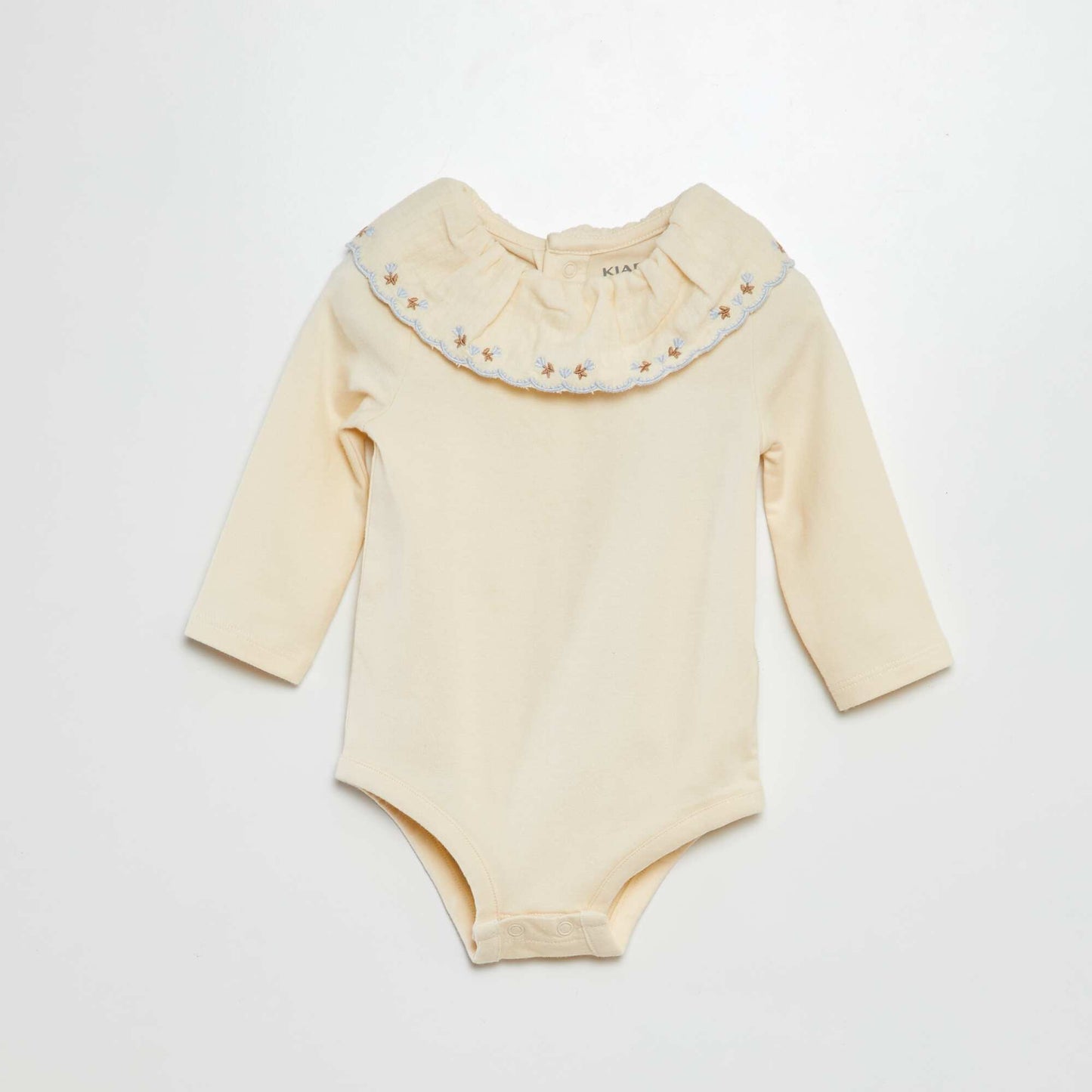 Bodysuit with large embroidered collar WHITE