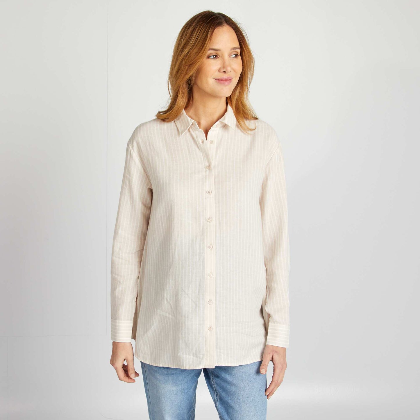 Loose-fitting maternity shirt BEIGE