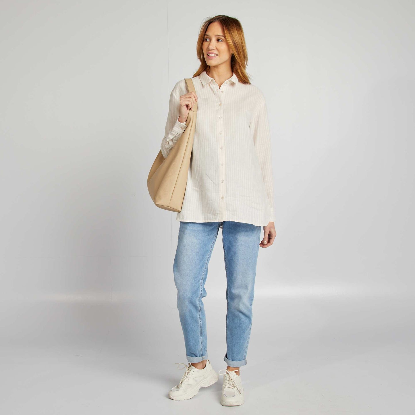 Loose-fitting maternity shirt BEIGE