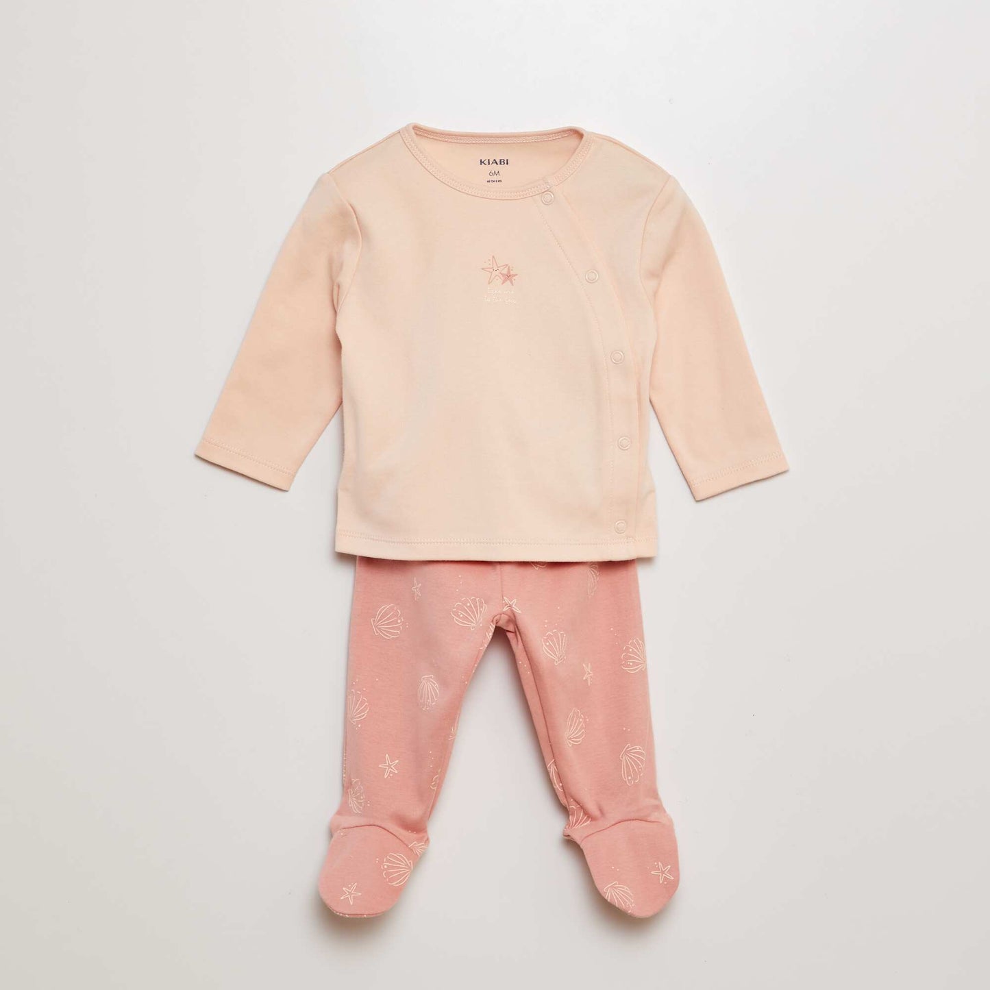 T-shirt and trousers pyjama set with feet - 2-piece set PINK