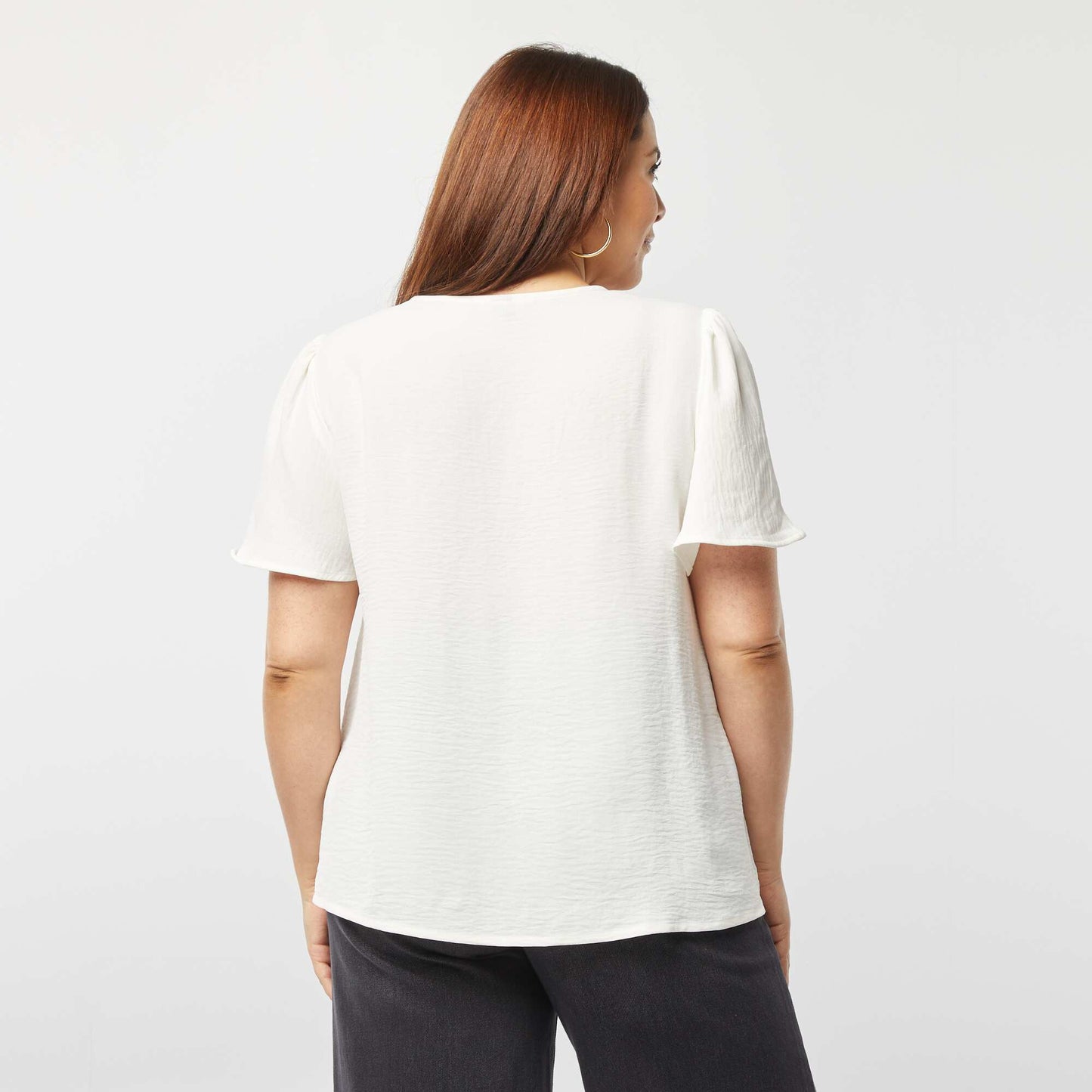 Plain short-sleeved blouse WHITE